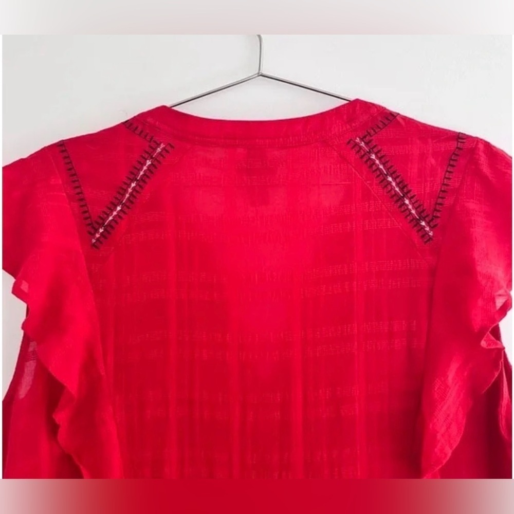 Knox Rose Women's Boho Short Sleeve V Neck Tiered Embroidered Dress Size L - Picture 14 of 16